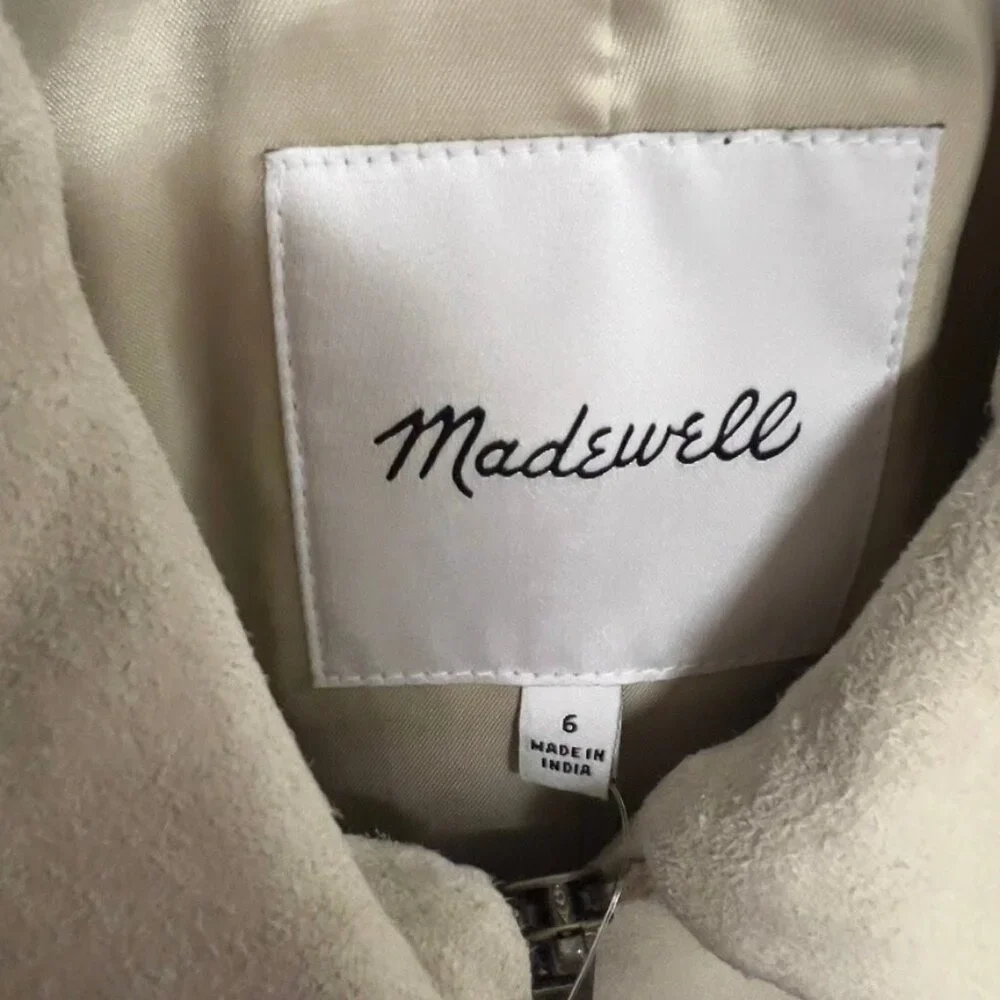 Madewell $498 Shrunken Zip-Front Jacket in Suede Light Sand Size 6 NO887 - Picture 11 of 11